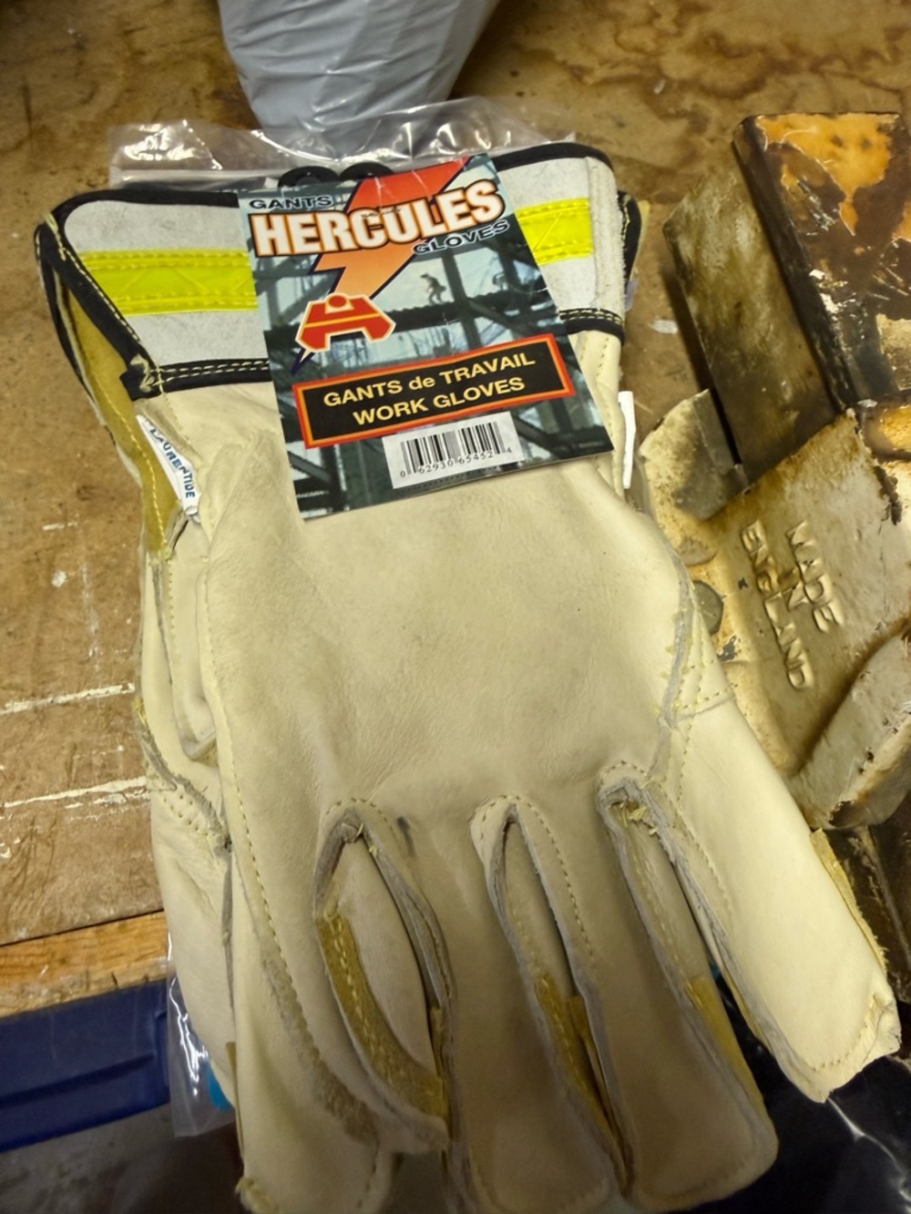 Work Gloves - Cream/Yellow Leather Men's Gloves
